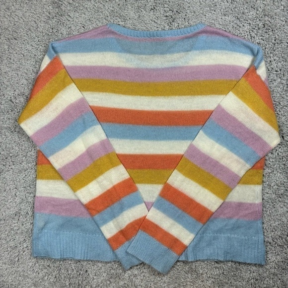 Hem and Thread Sweater Womens Large Colorful Stripes Scoop Pictures Church Class - Picture 3 of 3